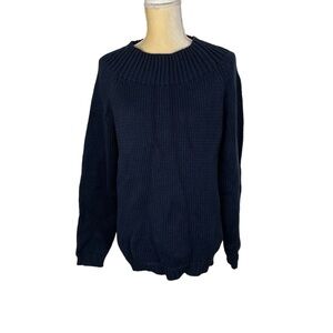 Lauren Ralph Lauren Navy Blue Chunky Casual Preppy Academia Crewneck Sweater XL‎